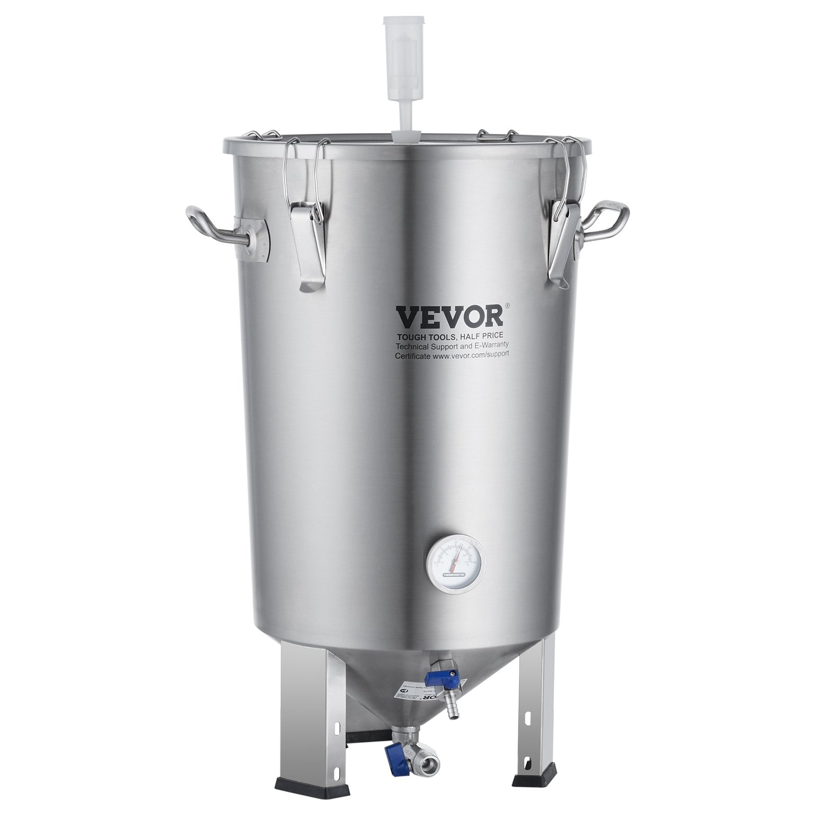 304 Stainless Steel Kettle, 8 GALLON Beer Brew Fermentor, Brew Bucket Fermentor For Brewing, Home Brewing Supplies With Base, Kettle Stock Pot Includes Lid, Handle, Valve, Spigot, Thermometer