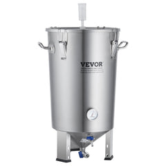 304 Stainless Steel Kettle, 8 GALLON Beer Brew Fermentor, Brew Bucket Fermentor For Brewing, Home Brewing Supplies With Base, Kettle Stock Pot Includes Lid, Handle, Valve, Spigot, Thermometer