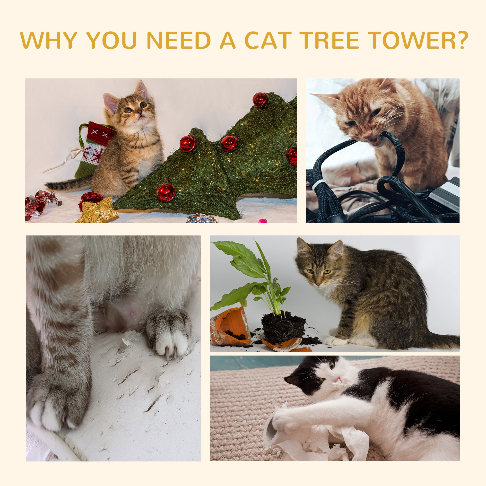 Floor-to-Ceiling Cat Tree Cat Climbing Tower with Sisal-Covered Scratching Posts Natural Cat Tree Activity Center for kittens Cat tower furniture, Grey