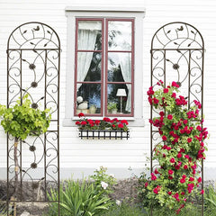2 Pack Metal Garden Trellis 86.7" X 19.7" Rustproof Trellis For Climbing Plants Outdoor Flower Support Brown