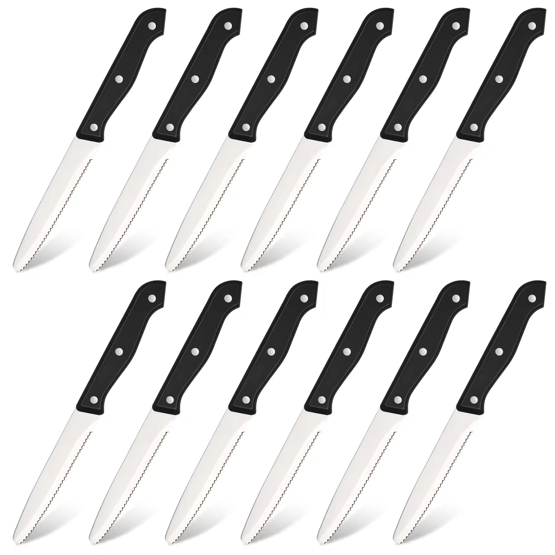 12-piece Kitchen Knife And Accessory Set With High-carbon Stainless Steel Blades, Including Meat And Steak Knives, With ABS Handles