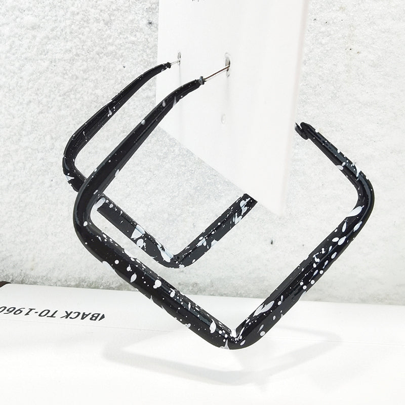 Square Black&White Earrings-1508