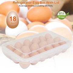 2Pcs Egg Holder Stackable Plastic Egg Storage Box Egg Rack For Refrigerator With 18 Cavity Per Container Dishwasher Safe