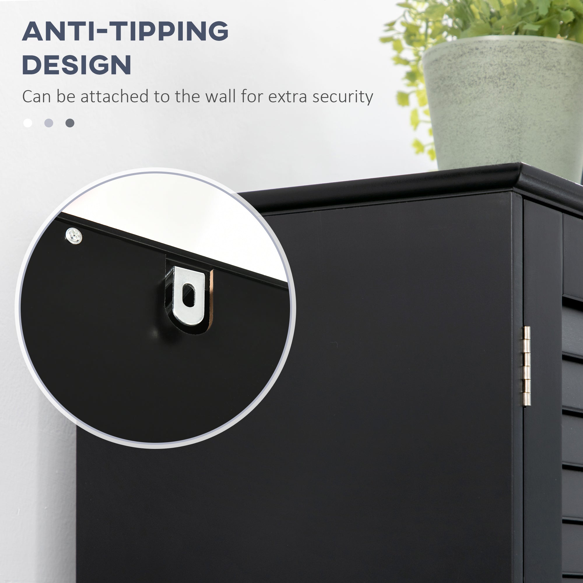 Tall Narrow Bathroom Storage Cabinet with Doors and Shelf Adjustability, Freestanding Linen Cabinet with 2 Cabinets and Countertop, Black