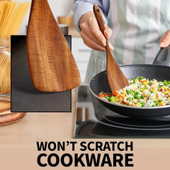 Six-piece Wooden Cooking Spoon Set – Heat-resistant, Smooth Teak Wood For A Comfortable Grip – Lightweight And Durable – Easy To Clean And Perfect For Non-stick Cookware.