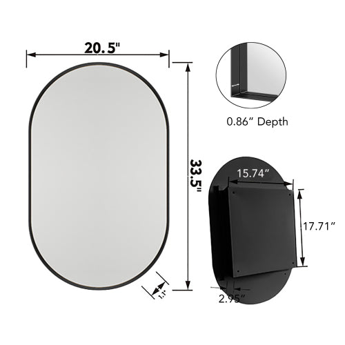 20x34 Inch Oval Recessed Metal Frame Bathroom Wall Cabinet With Mirror And Adjustable Shelves Unavailable Platforms- Temu