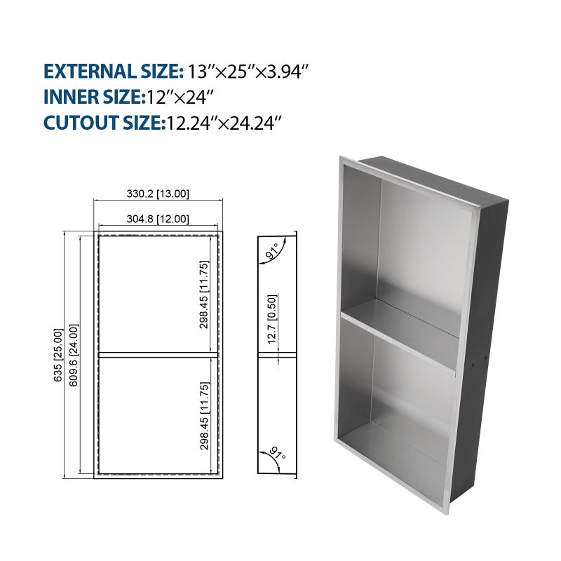 Stainless Steel Shower Niche, Gunmetal Black, Waterproof,  Leak-Free, Rust-Resistant,Easy Installation, Corrosion-Resistant