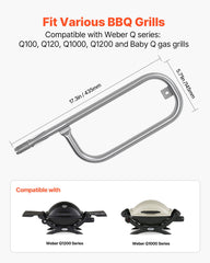 Stainless Steel Tube Burner For Weber Q100 Q120 Q1000 Q1200 Baby Q Grills