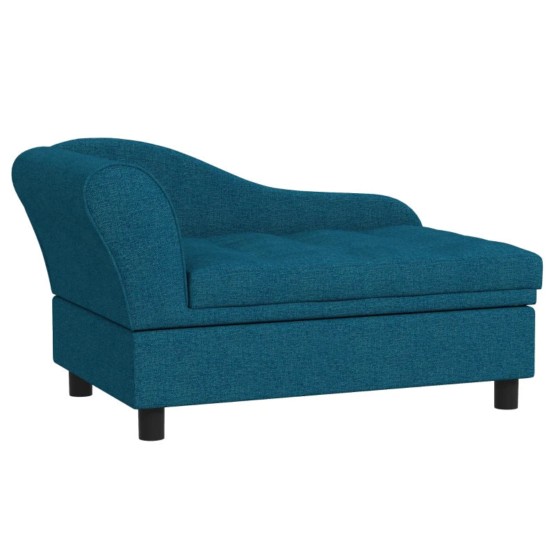 PawHut Pet Sofa Dog Sofa For Small Dogs With Storage, Dark Blue