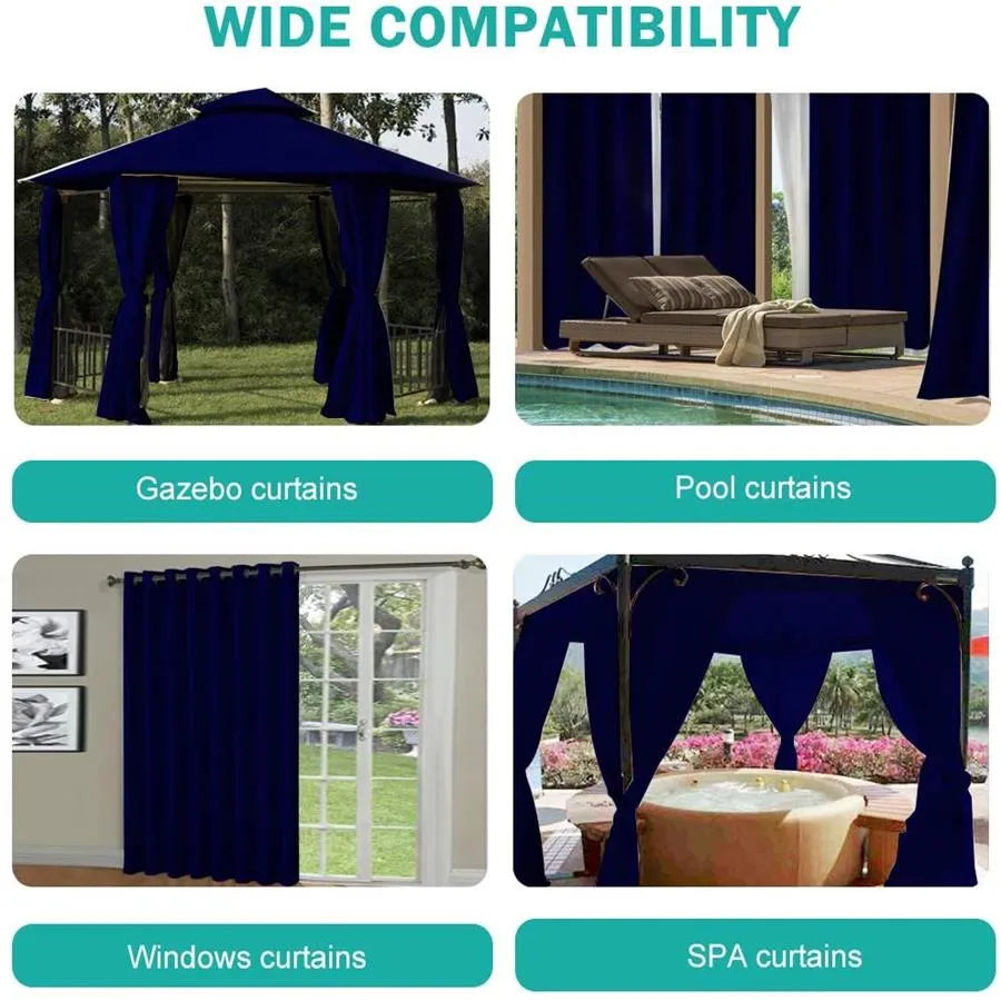 50inch X 96inch Outdoor Curtains Front Porch Curtain Grommet For Porch Balcony Pergola Gazebo Dark Blue