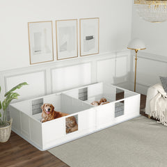 Two Rooms Design Dog Whelping Box with Washable Pee Pad, Adjustable Door, for Large Breed Dogs, 96" x 47" x 19"