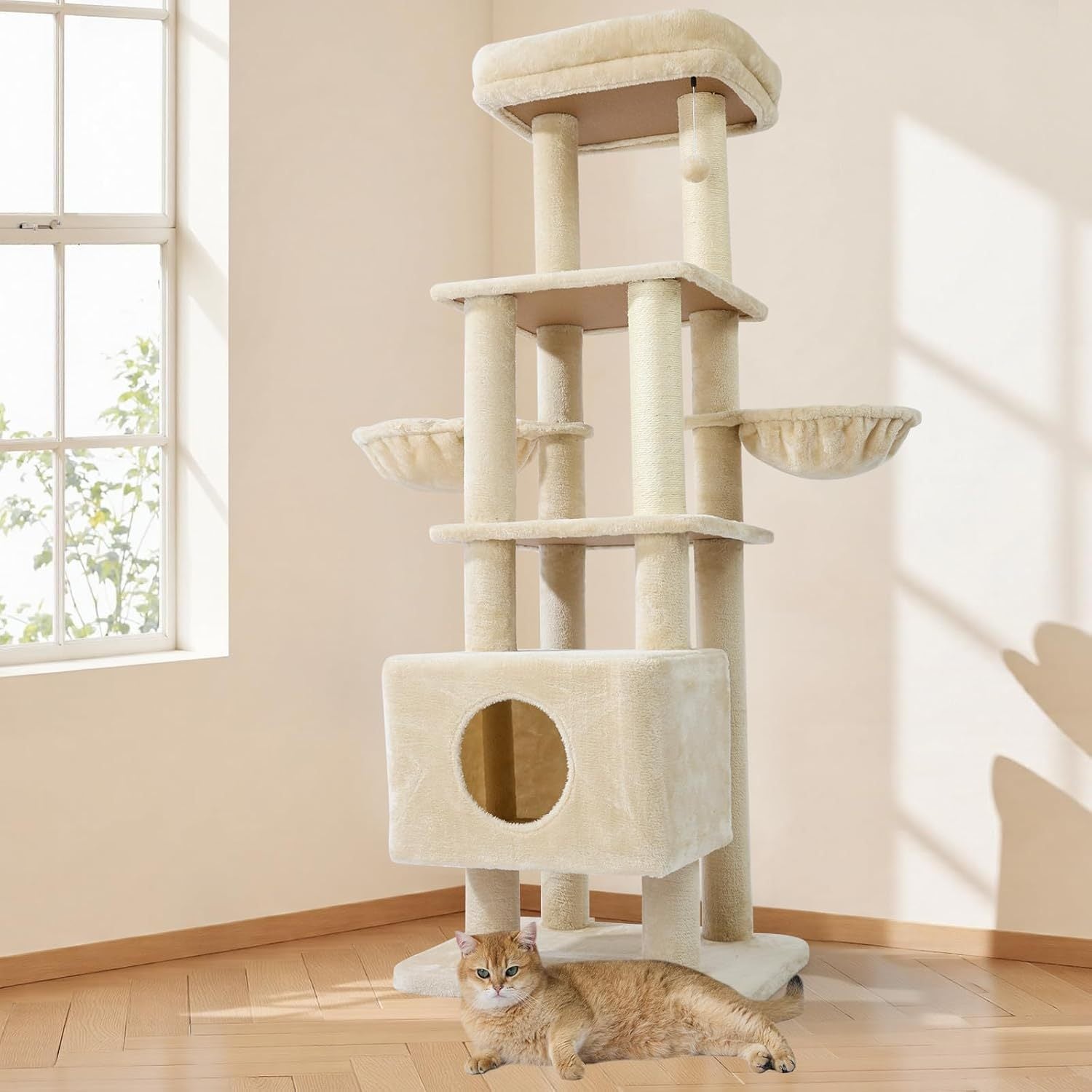 Gardner Pets Large Cat Tree For Medium To Large Cats, Heavy-Duty Cat Tower With Scratch Post And Washable Top Perch. Self-pickup Orders Supported Via FedEx, Amazon Ship, And UPS.