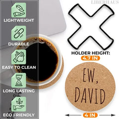 Cork Coasters For Drinks Coasters Set Of 6 With Holder Funny Coasters For Adults Cup Coasters For Coffee Table Home Bar Wedding Absorbent Coasters Mat Cups Cool Decor Unique Coaster Gift