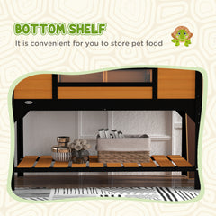Tortoise Enclosure Tortoise House with Adjustable Lamp Holder Storage Shelf, Dual Main Houses, Openable Lid, Yellow