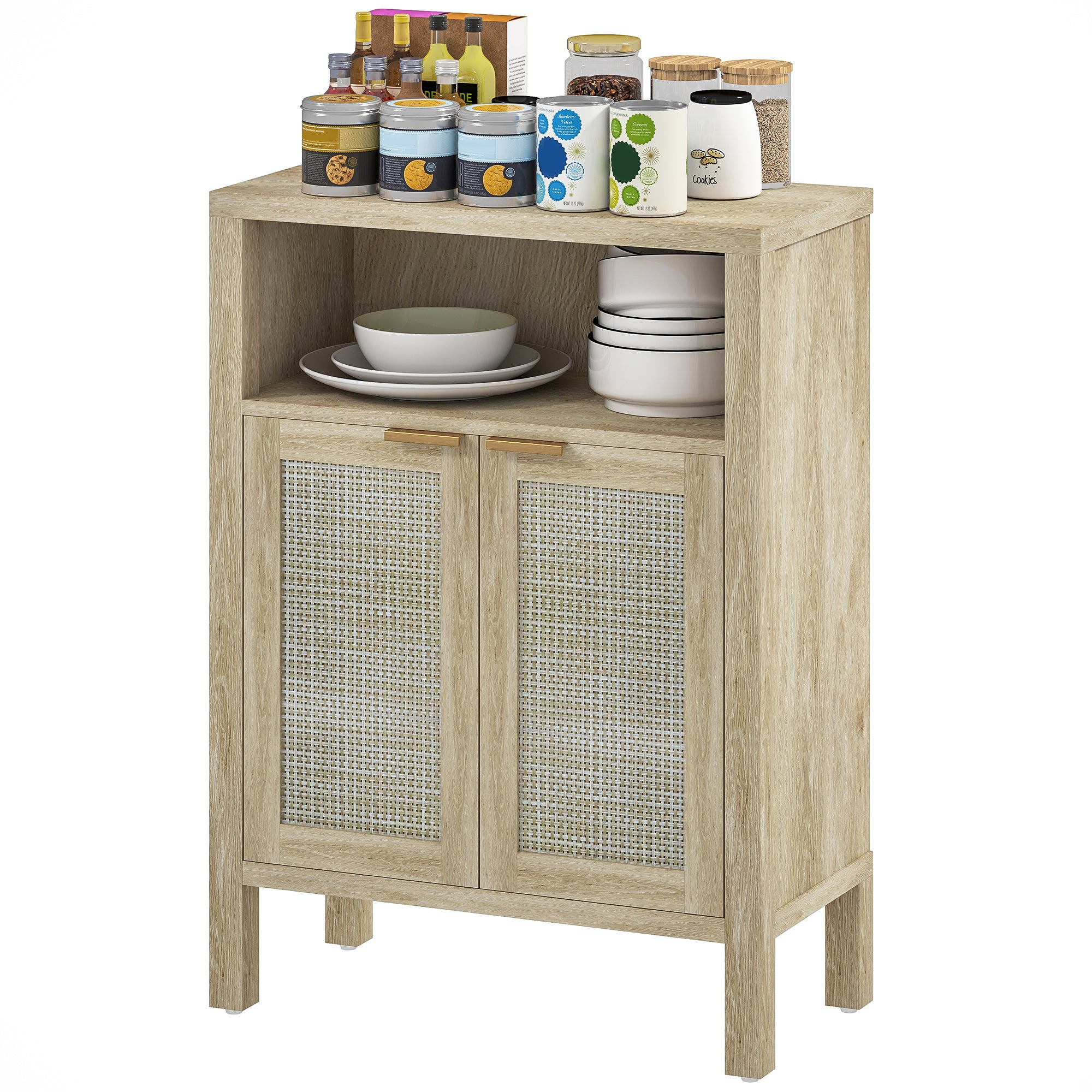 Sideboard Buffet Cabinet with Storage, Modern Accent Cabinet with Adjustable Shelf, Coffee Bar Cabinet, Natural