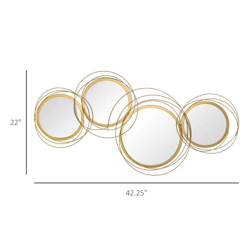 Ircle Mirror For Wall, Modern Metal Wall Art For Living Room, Bedroom And Dining Room, Gold