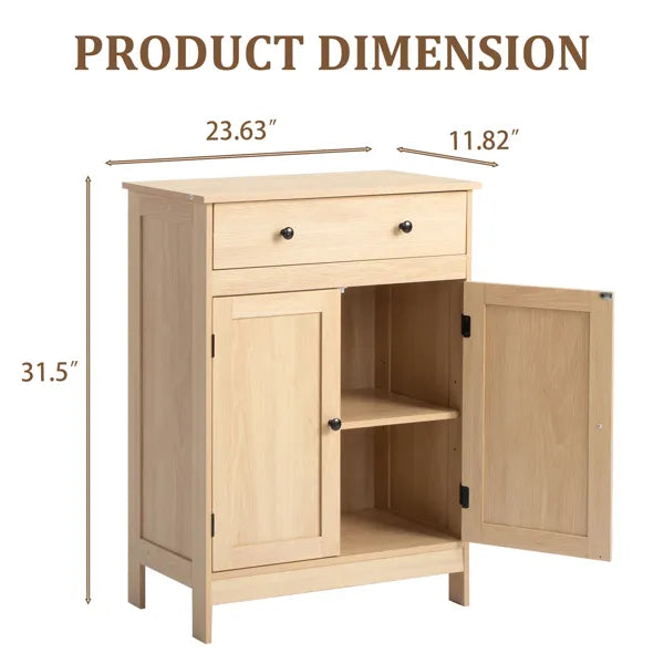 Natural Wood Color, Particleboard With Melamine Veneer, 60*30*80cm, Double Doors, Single Drawer, Bathroom Vanity