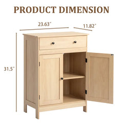 Natural Wood Color, Particleboard With Melamine Veneer, 60*30*80cm, Double Doors, Single Drawer, Bathroom Vanity