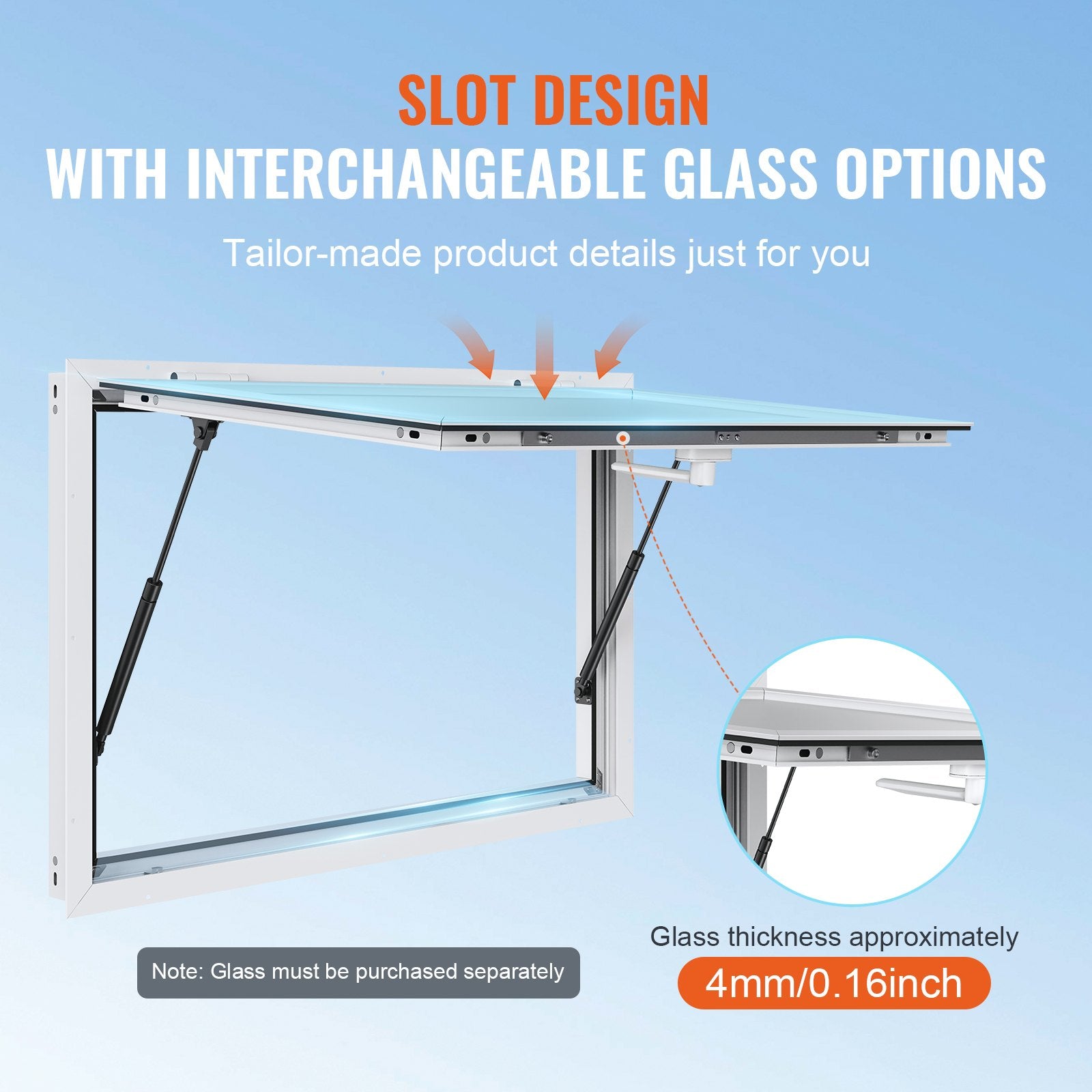 Concession Window 48"x36", Aluminum Alloy Food Truck Service Window With Awning Door & Drag Hook, Up To 85 Degrees Stand Serving Window For Food Trucks Concession Trailers, Glass Not Included