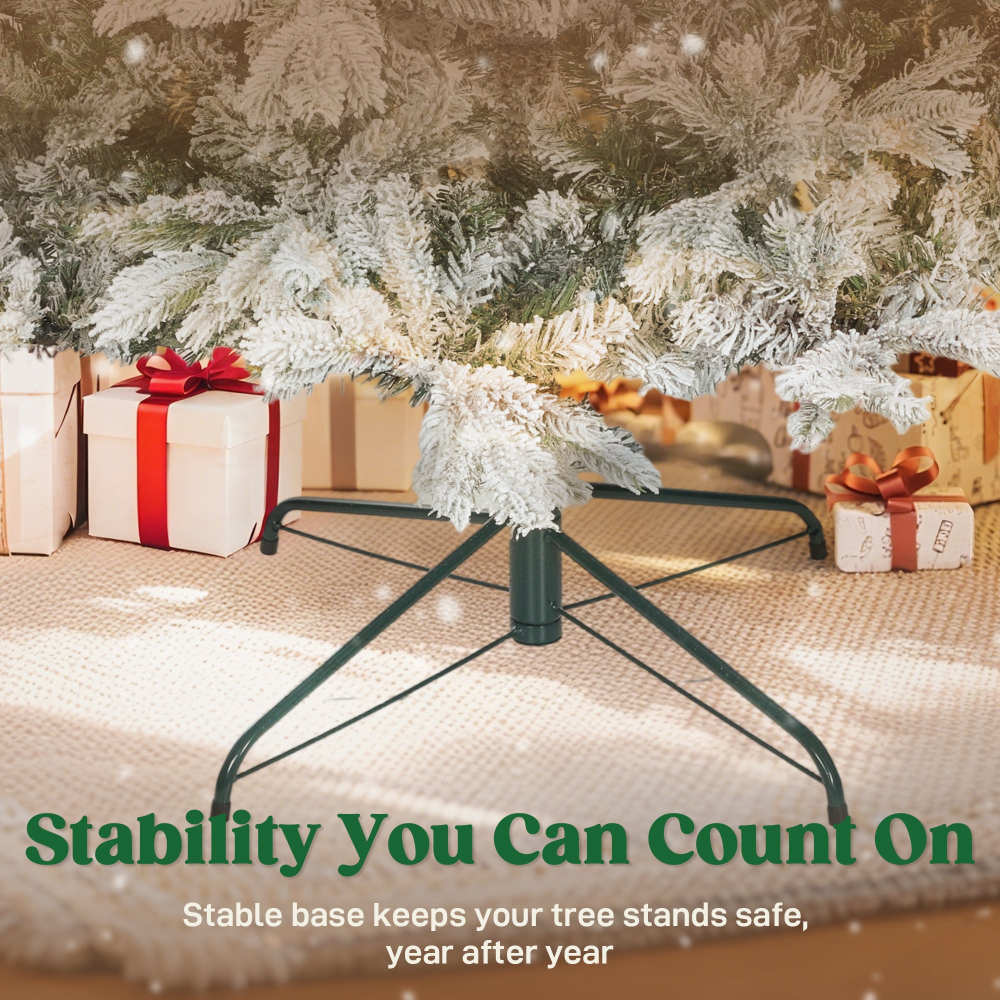 9 ft Artificial Frosted Christmas Tree with Realistic Branches, Wide Full Spruce, Hinged Xmas Tree, Easy Assembly