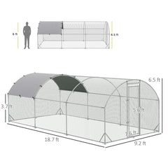 Large Chicken Coop Metal Chicken Run With Waterproof And Anti-UV Cover, Dome Shaped Walk-in Fence Cage Hen House For Outdoor And Yard Farm Use, 1Tube Diameter,