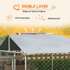19.7' x 7.5' x 4.9' Outdoor Dog Kennel for Large-Sized Dogs with Waterproof UV Resistant Roof, Silver