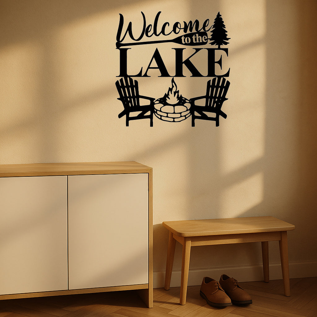 Welcome To The Lake Elegant Metal Wall Art