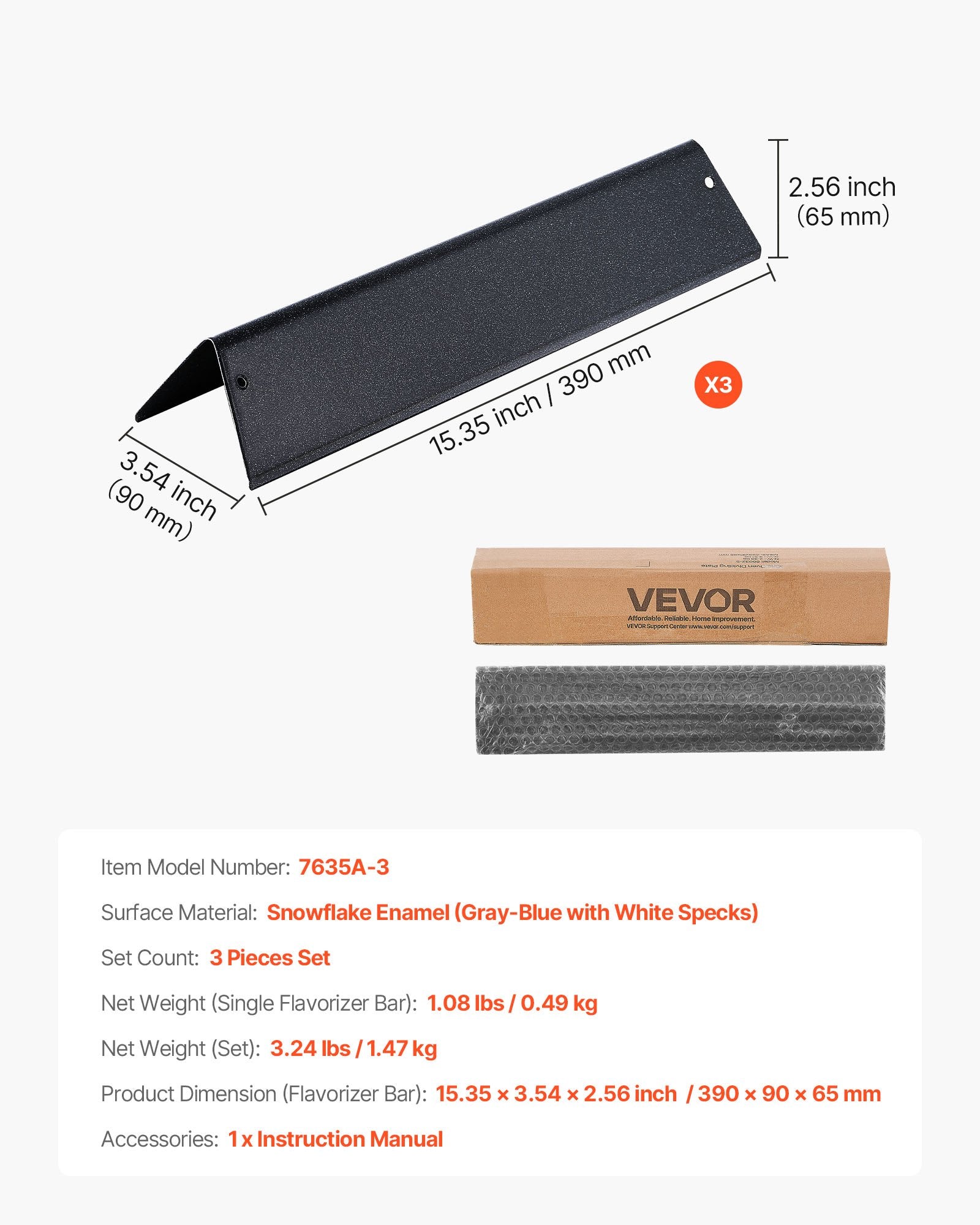 15 In Flavorizer Bars Steel Grill Replacement For Weber Spirit I II 200 Series