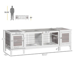 Rabbit Hutch, Bunny Cage, Guinea Pig House With Pull-Out Tray, And Divided Board For Indoor, White