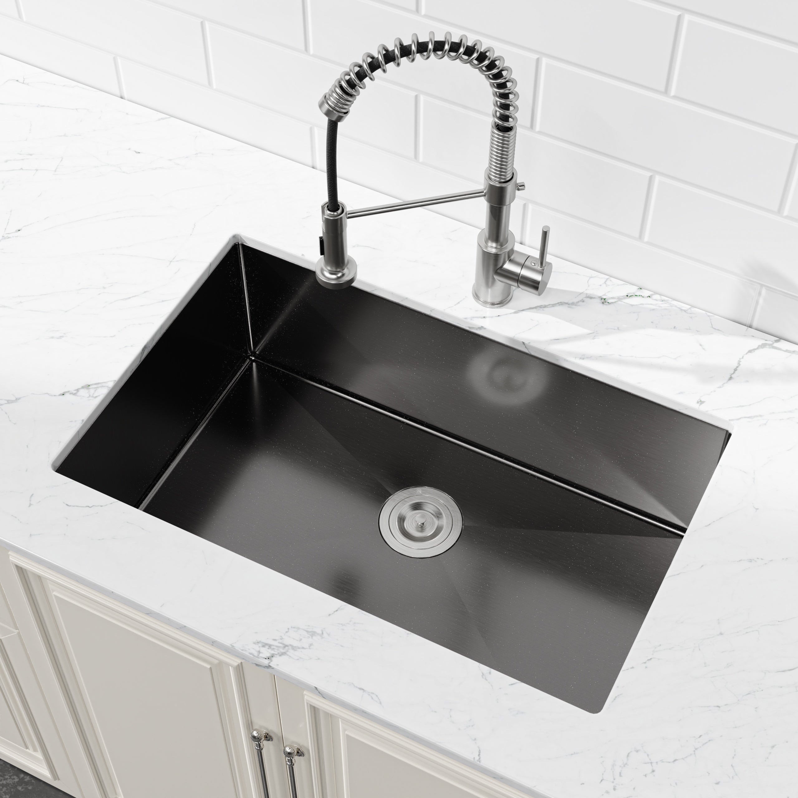 Stainless Steel Kitchen Sink, 27 X 19 Inch Single Bowl Undermount Sink, Handmade Black Kitchen Sink With US Standard Drain And Accessories