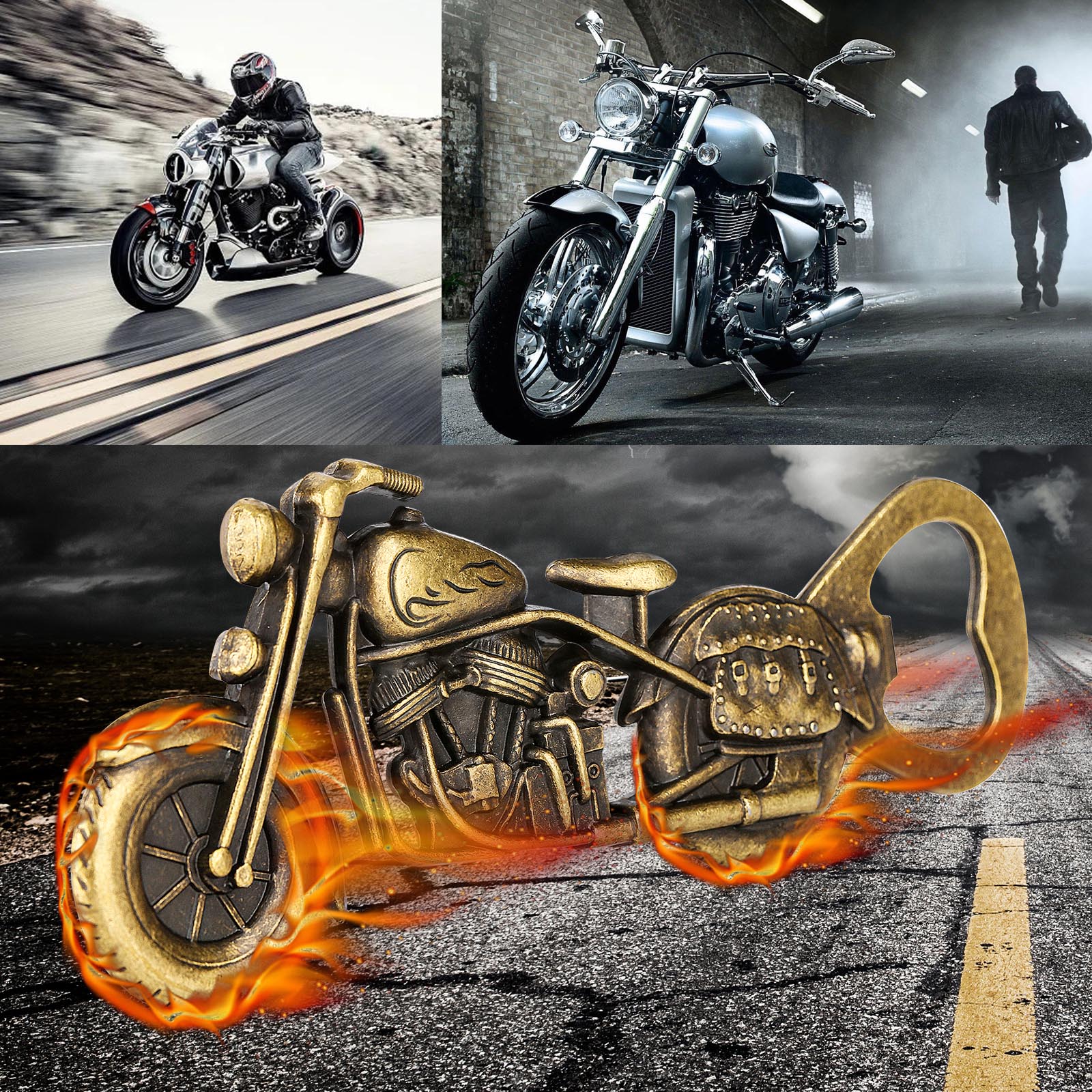 Old Style Motorcycle Beer Bottle Opener Black Gift Box With Greeting Card, Exclusive Gift For Motorcycle Enthusiasts, Bar Tool For Beer Enthusiasts, Ideal Choice For Home And Bar Use