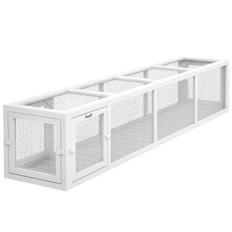 Wooden Cat Run With Weather Protection, Connecting Inside And Outside