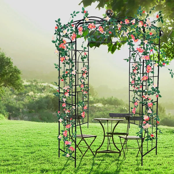 Metal Garden Arch Iron Garden Arbors Gazebo Dia81.3'' X 114.2'' High Birdcage Shape Pergola Pavilion For Wedding Ceremony Outdoor