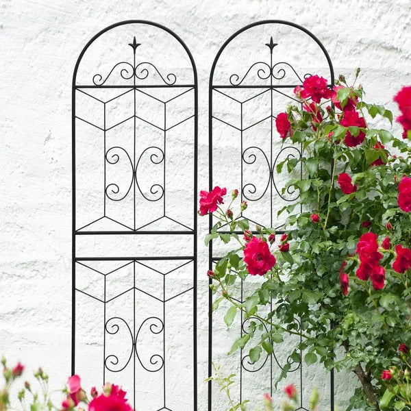 2 Pack Metal Garden Trellis 71" X 19.7" Rustproof Trellis For Climbing Plants Outdoor Flower Support Black