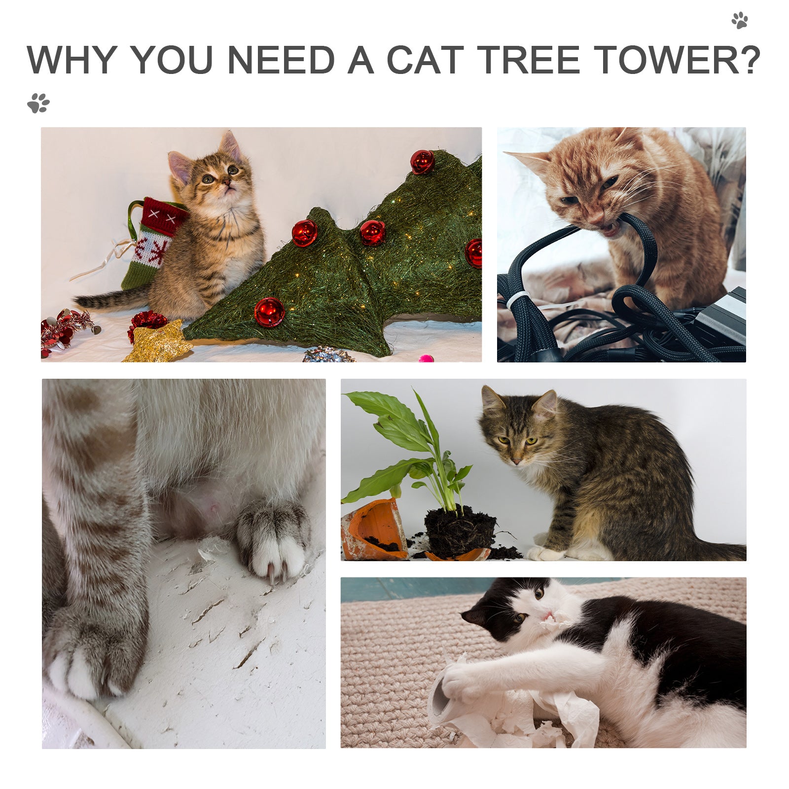 102" Adjustable Height Floor to Ceiling Cat Tree, 5 Level Cat Tower with Scratching Posts, Hammock, Beige