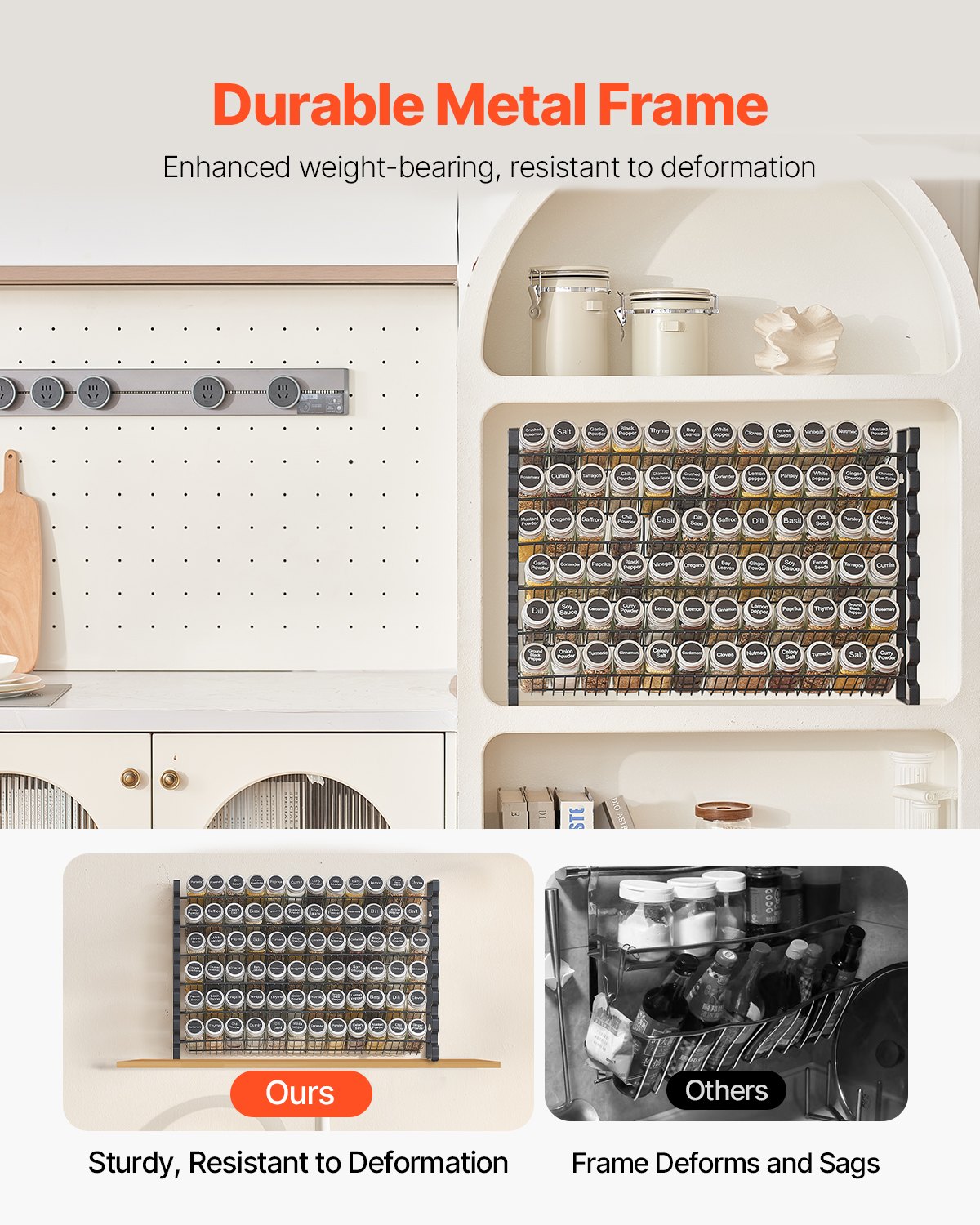 Spice Rack Organizer For Cabinet Seasoning Storage Set Wall Mounted 4 Pack