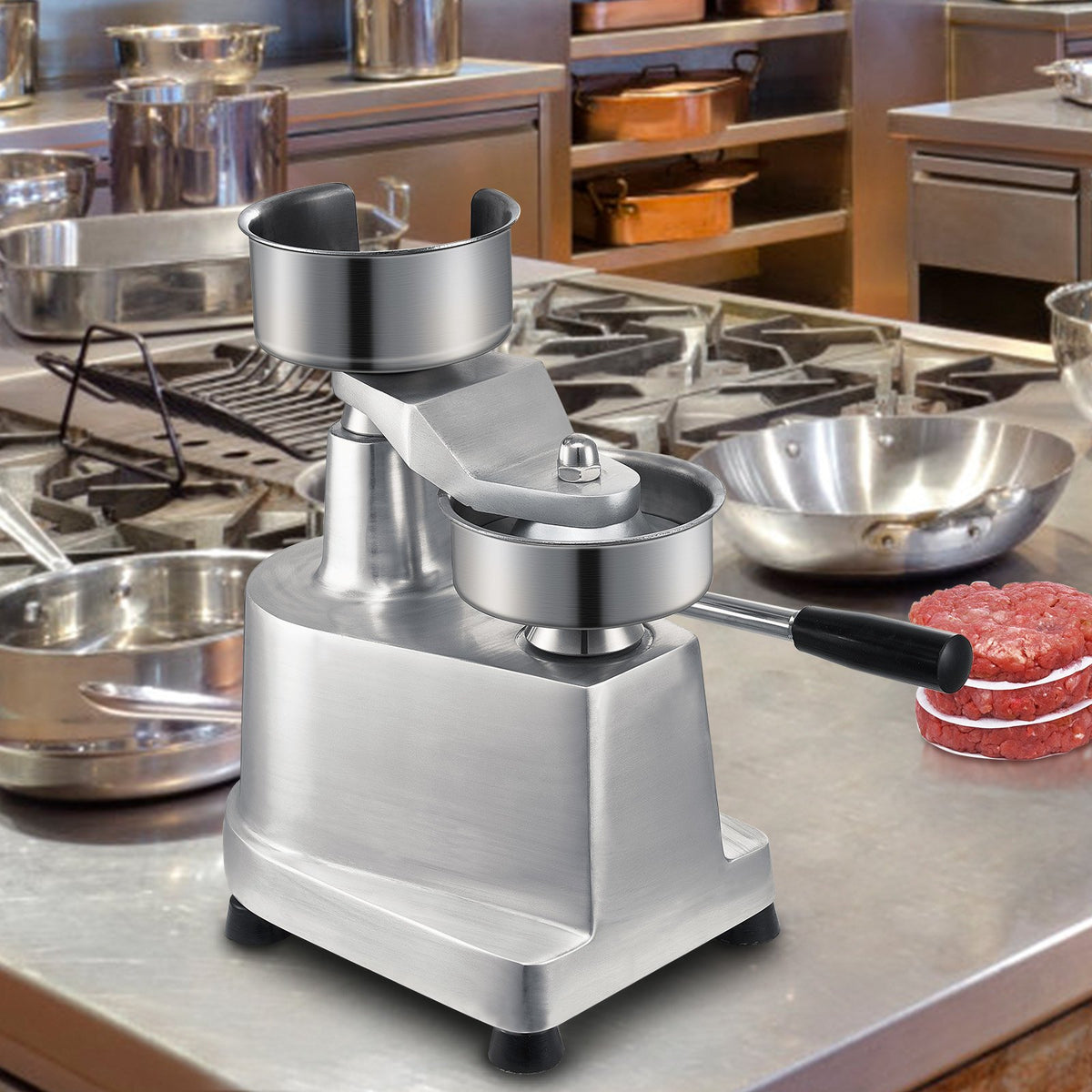 Commercial Burger Patty Maker, 130mm/5inch Hamburger Beef Patty Maker, Heavy Duty Food-Grade Stainless Steel Bowl Burger Press Machine, Kitchen Meat Forming Processor With 1000 Pcs Patty Papers
