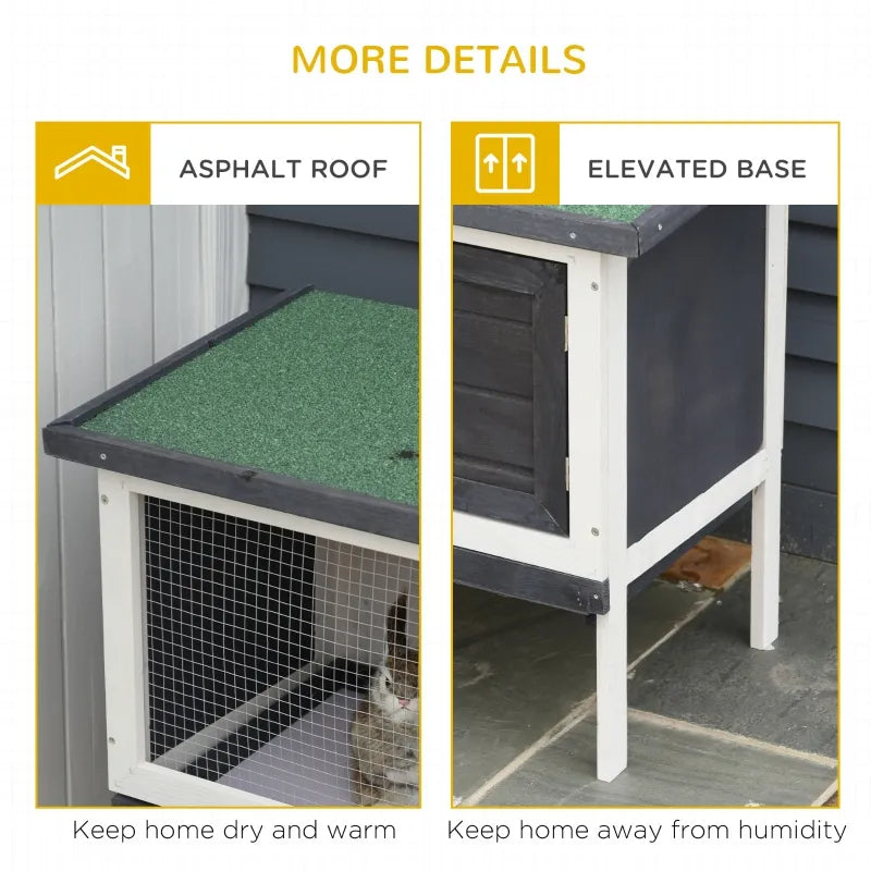 AwHut Wooden Rabbit Hutch, Bunny Cage For Small Pet W Slide-out Tray, Openable Roof