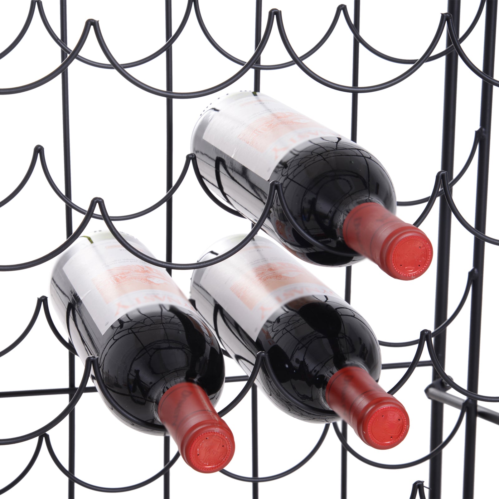 35 Bottle Wrought Iron Wine Rack Cabinet with Lock,  Black