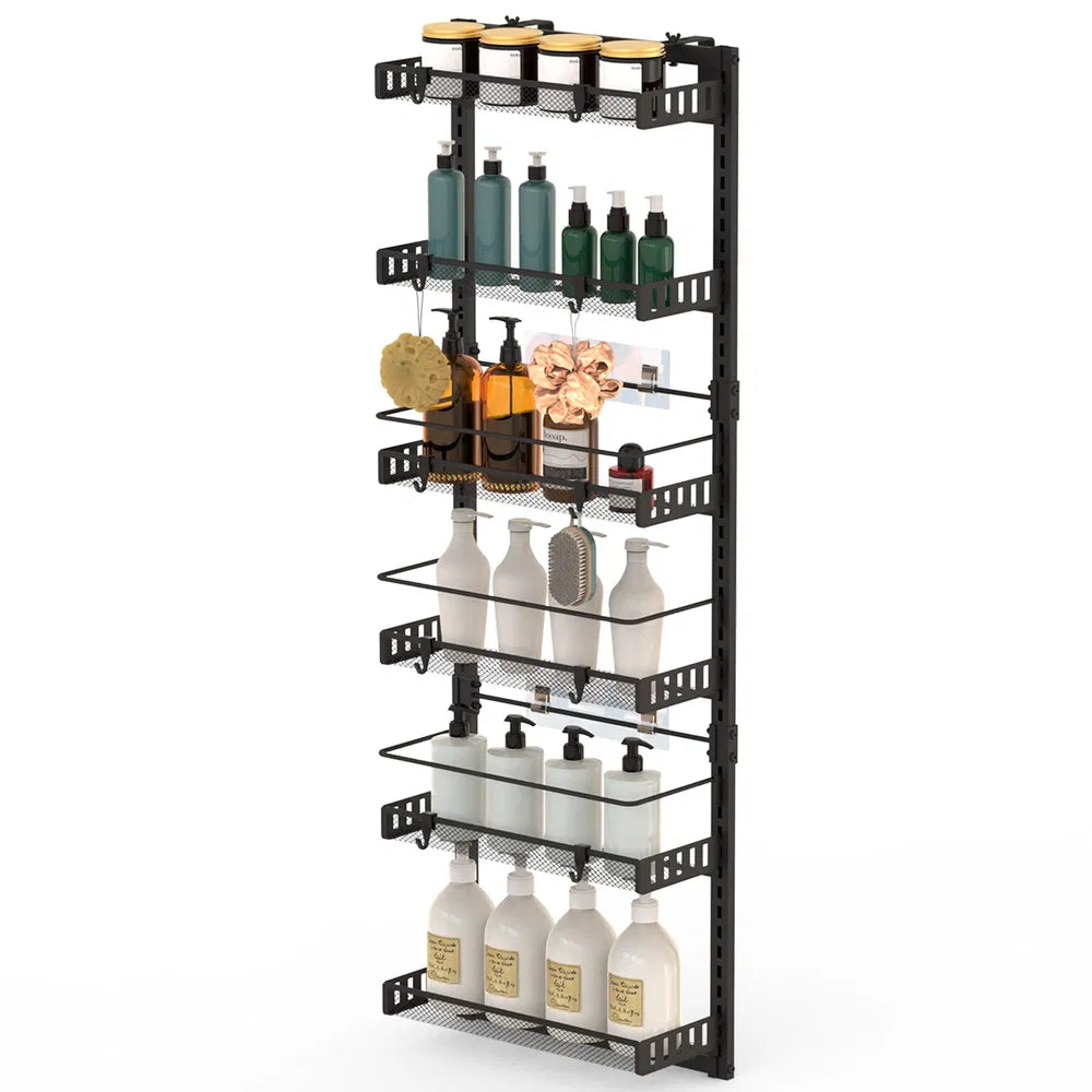 Over The Door Pantry Organizer 6-Tier Pantry Door Organizer Carbon Steel 110LBS Loading Easy Install Behind Door Storage For Closet Kitchen Bathroom 50.19'H 17.12'W 5.51'D