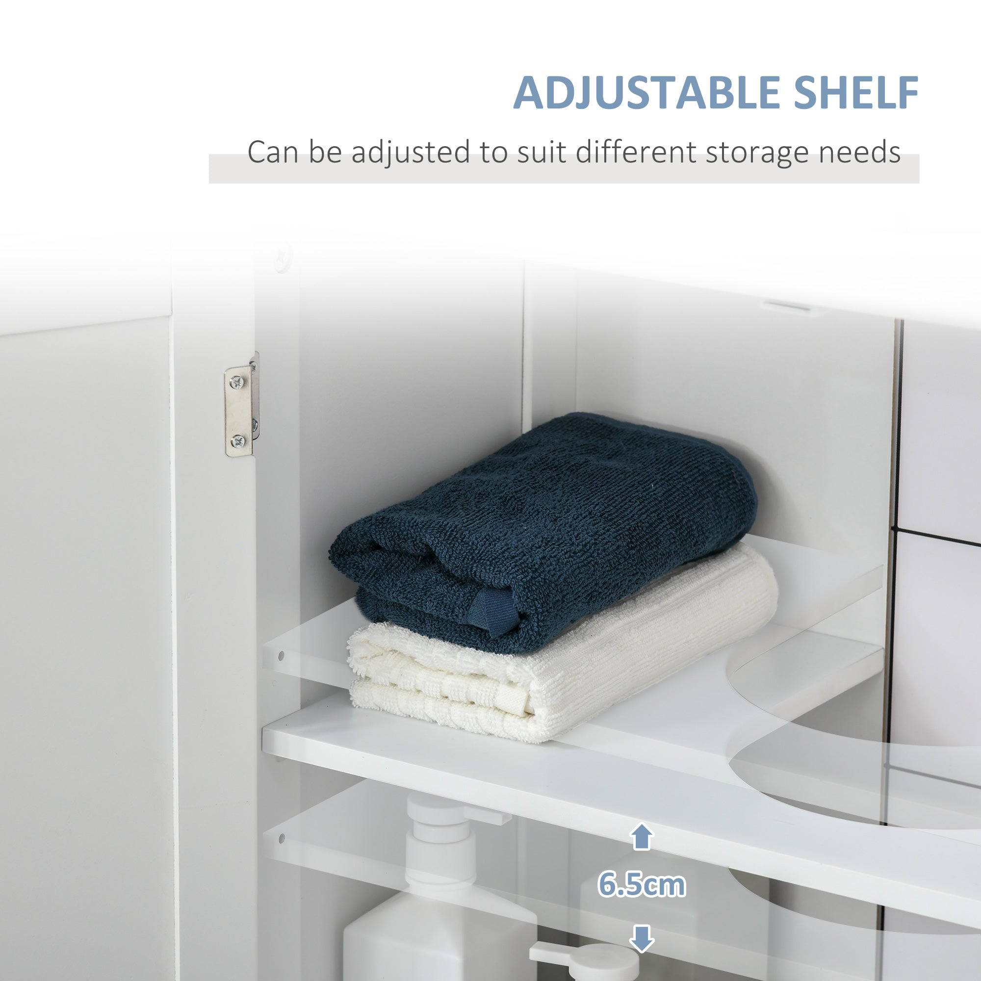Bathroom Vanities, Bathroom Sink Cabinets with U-Shape Cut-Out and Adjustable Internal Shelf, White