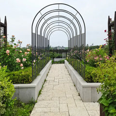Metal Garden Arch L42.24'' X W17.52'' X H85.82'' Climbing Plants Support Rose Arch Outdoor Black