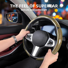 Carbon Fiber Steering Wheel Covers 3 Piece Clip On Steering Wheel Cover Yellow