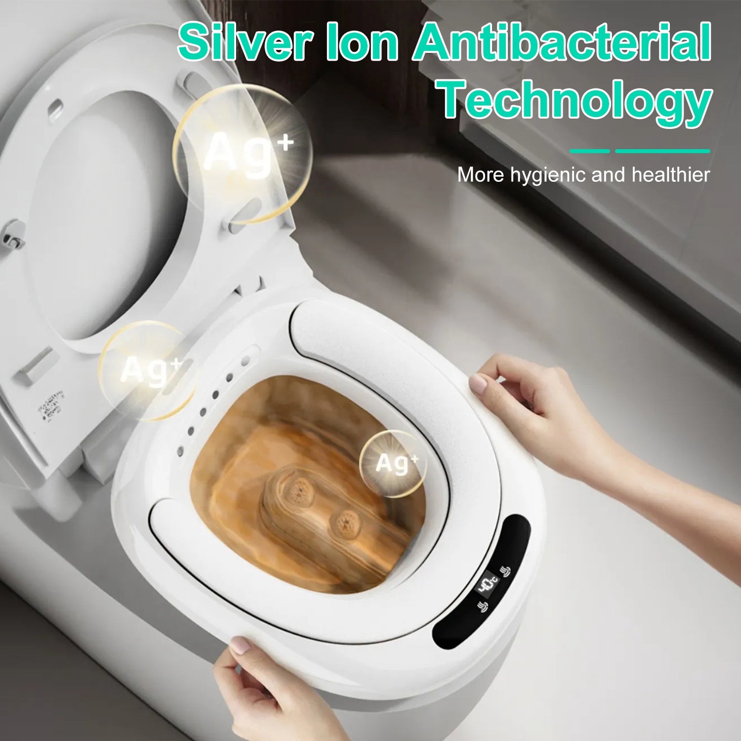 1Pc Electric Sitz Bath Tub Sits Bath Soak Pan Salts Bowl Postpartum Care Basin For Toilet Seat With Dual Nozzles 3-Level Water Flow Water Temperature Display 1800mAh Battery For Women Men