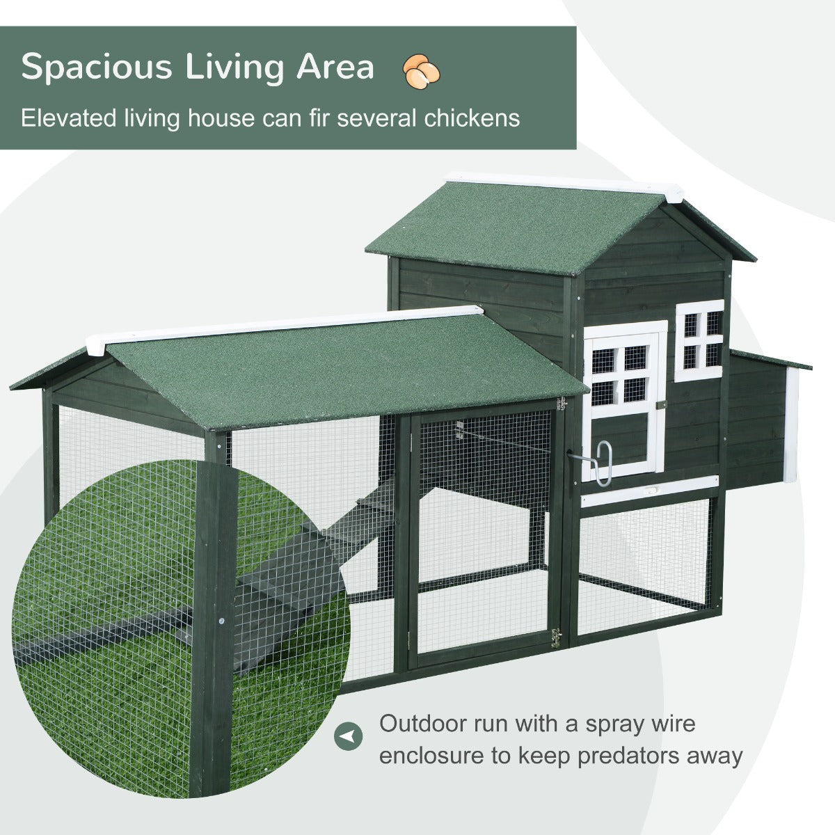 83" Wooden Outdoor Backyard Chicken Coop Fence Rabbit Bunny Hutch House with Covered Run and Nesting Box