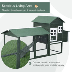 83" Wooden Outdoor Backyard Chicken Coop Fence Rabbit Bunny Hutch House with Covered Run and Nesting Box