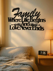 Where Life Begins, Love Never Ends Vintage Metal Wall Sign