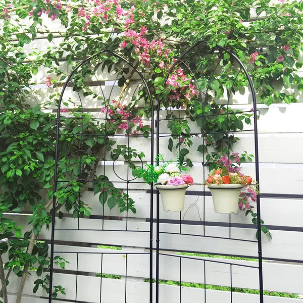 2 Pack Metal Garden Trellis 78.7" X 19.7" Rustproof Trellis For Climbing Plants Outdoor Flower Support Black