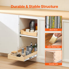 Pull Out Cabinet Organizer Soft Close Slide Out Shelf Wood Drawer 14'W X 21'D