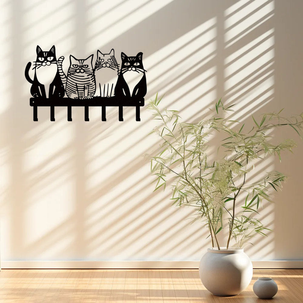 Adorable Cat Wall Hooks Set - Cute & Practical Kitty Decor For Farmhouse